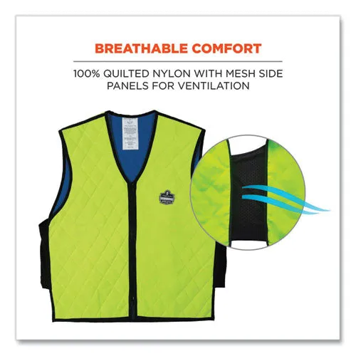 Chill-its 6665 Embedded Polymer Cooling Vest With Zipper, Nylon/polymer, Large, Lime, Ships In 1-3 Business Days